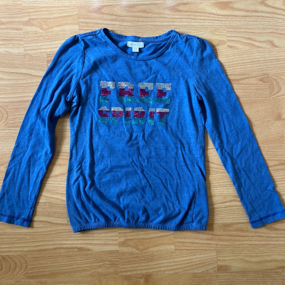 Pumpkin Patch Girls Long Sleeve “FREE SPIRIT” Sequin Tee – Size 12
